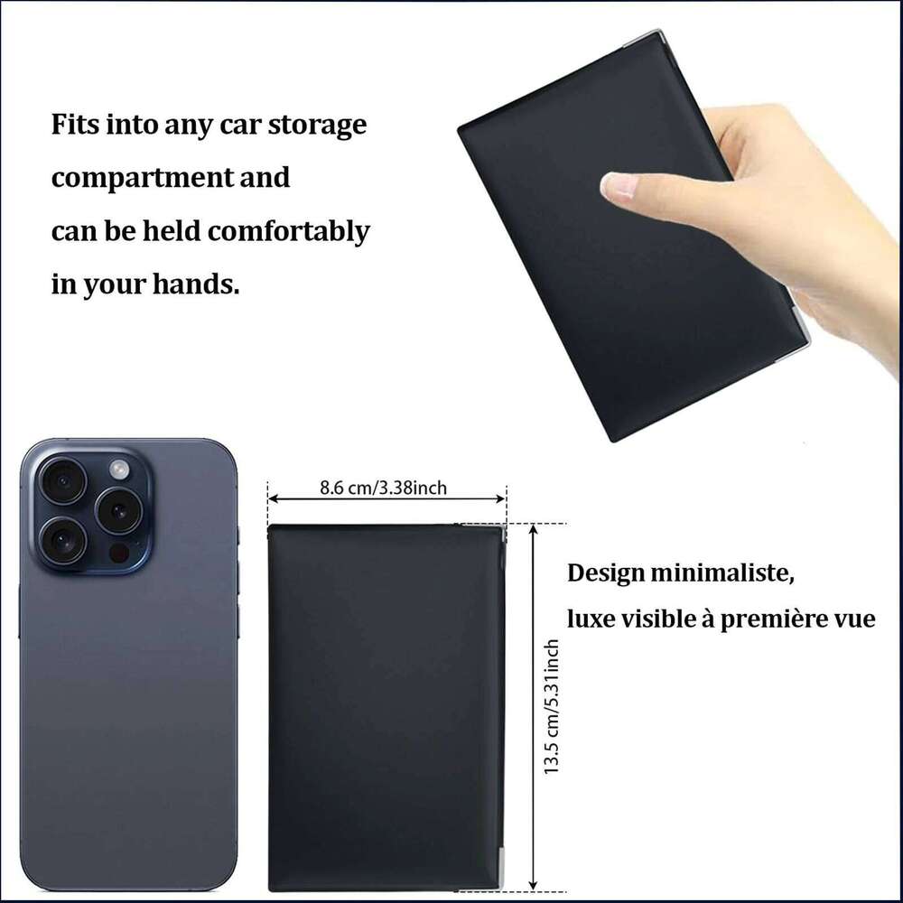 1/2pcs 4-fold grey card in imitation leather Vehicle document, insurance & licence holder Elegant, compact and durable C260304