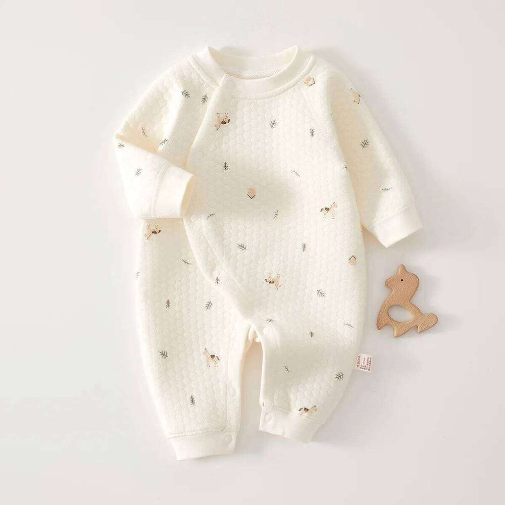 AYNIGIELL Warm Cotton Clip Autumn Newborn Outdoor Clothes Thickened Baby Girl Jumpsuit Z260304