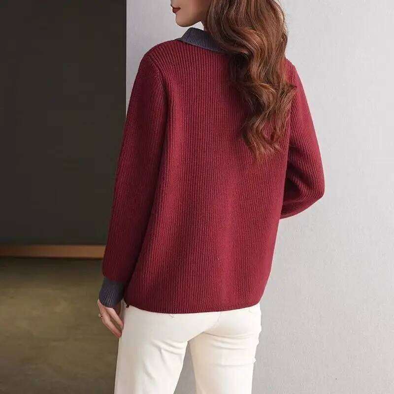 2025 Spring New Style Loose Fashionable Lapel Autumn Winter Top Base Knitted Sweater XJ260305