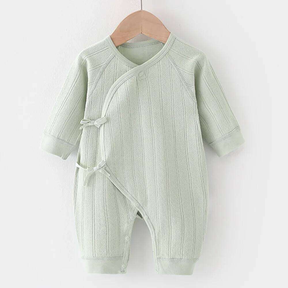 Newborn Onesie Cotton Solid Color Spring Autumn Winter Unisex Long Sleeve Baby Boy Girl Rompers 0-3 Months Hospital Clothes Z260304