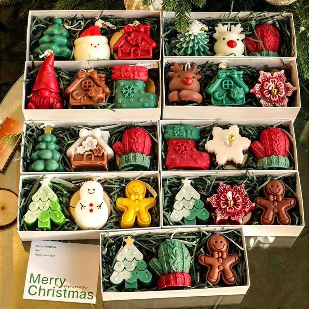 Souvenir Practical Small Gift Handmade Fragrance Shaped Christmas Aromatherapy Candle Set W260304 W260305