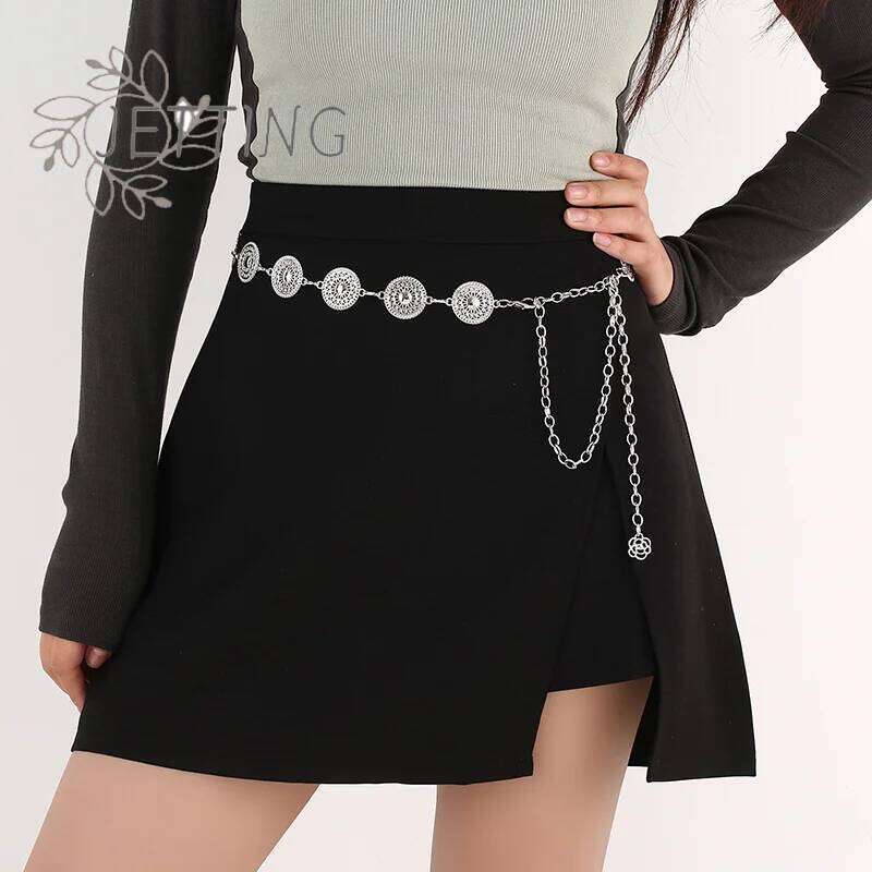 Hot Gold Adjustable Buckle Long Waist Belt Dress Body Chain Fashion For Women Vintage Openwork Metal S260304