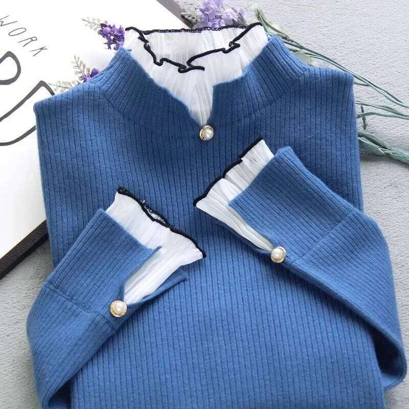 2026 Spring Autumn Cashmere Women's Knitted Sweater Half High Neck Soft Pullovers Long Sleeves Sweaters Pull Femme XJ260305