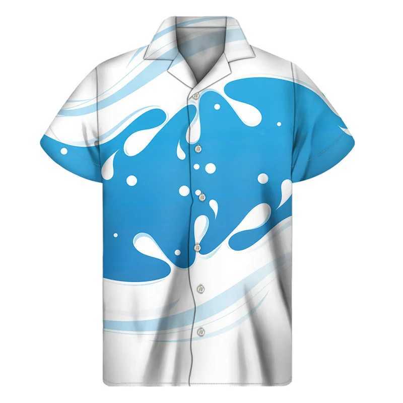 Coffee Beans Milk Graphic Hawaiian Shirt Men 3D Print Shirts Harajuku Fashion Short Sleeve Tees Street Oversized Button Blouse M260305