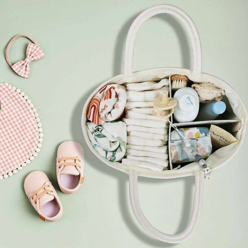 Mommy Cotton Rope Diaper Bag Travel Portable Handbag Multifunctional Baby Products Organizer Basket Z260304