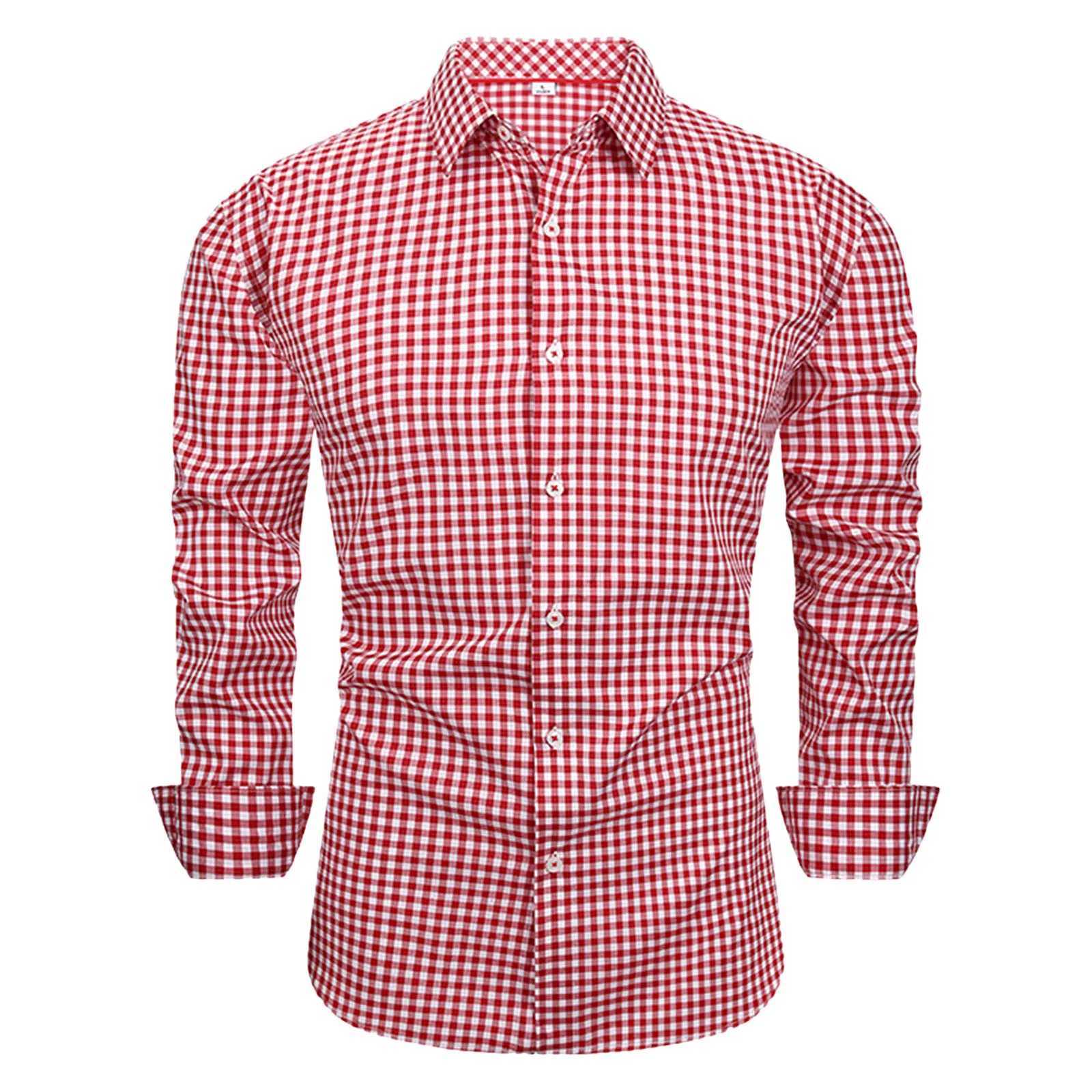 MenS Beer Festival Checkered Shirt Shirts MenS Long Sleeve Casual Regular Fit Shirts Fashion Breathable Versatile Party Shirt M260305