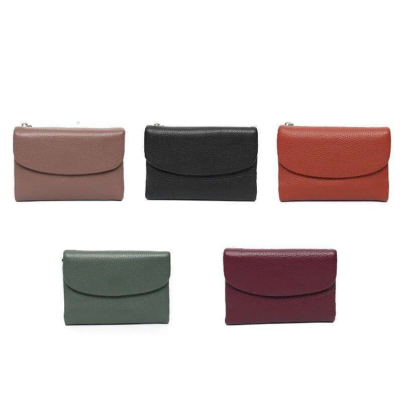 Womens Minimalist Short Wallet Classic Real Leather Magnet Flap Trifold Coin Purse Multi Slots Card Holder Portable Daily Use C260304