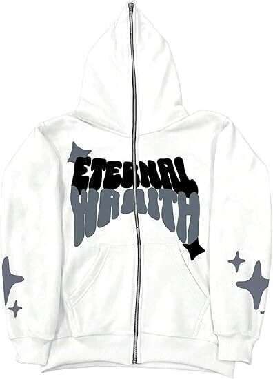 Dark style hip-hop gothic Harajuku printed hoodie with a hooded jacket and a pullover shirt