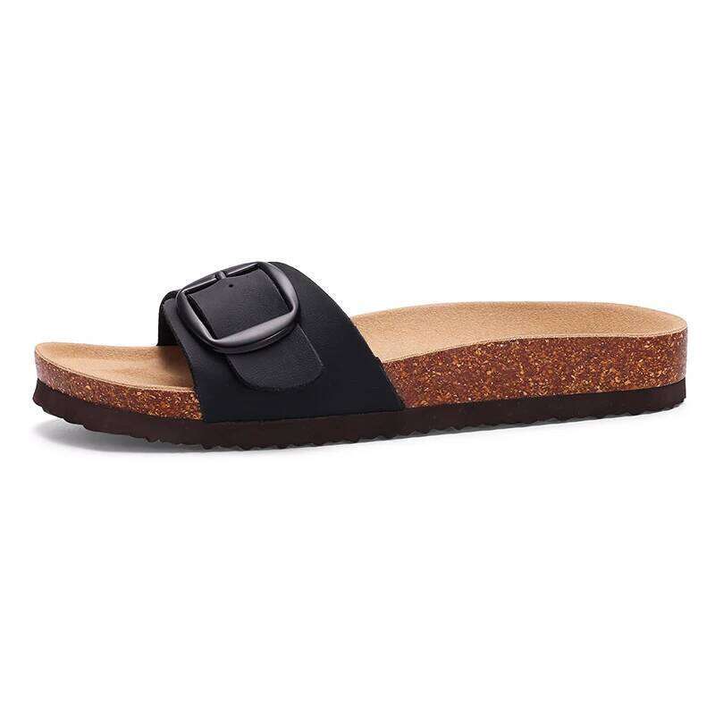 Kidmi Fashion Women Flat Design Gradient Beach Strap Adjustable Buckle Casual Cork Home Summer Sandals