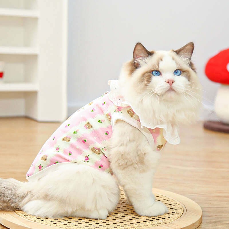 Famous brand Cotton Gauze Breathable Thin Cat Pet Dog Supplies Home Air Conditioning Clothes Outdoor Wearable with Leash pupakaIK