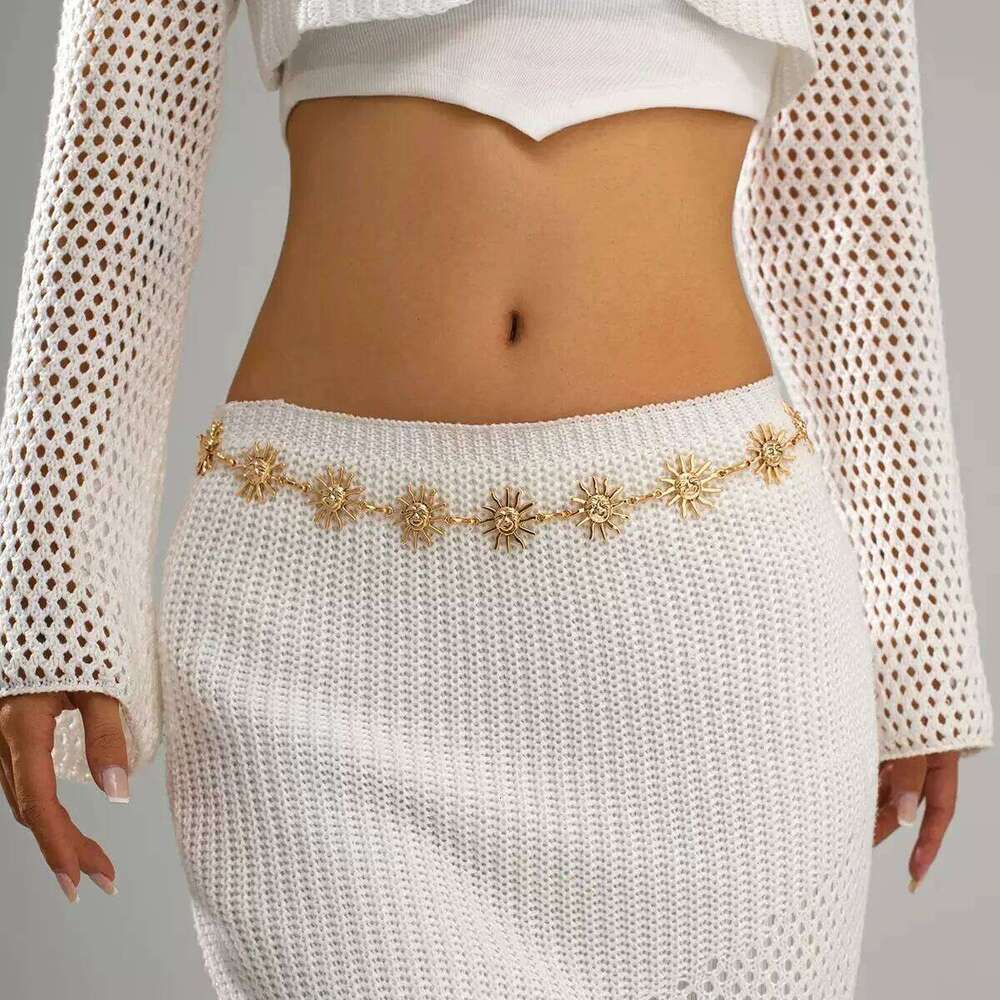 1 PCS Bohemian-style adjustable sun waist and abdomen chain body chain. Suitable for women's summer wearing of sexy bikini belt, S260304
