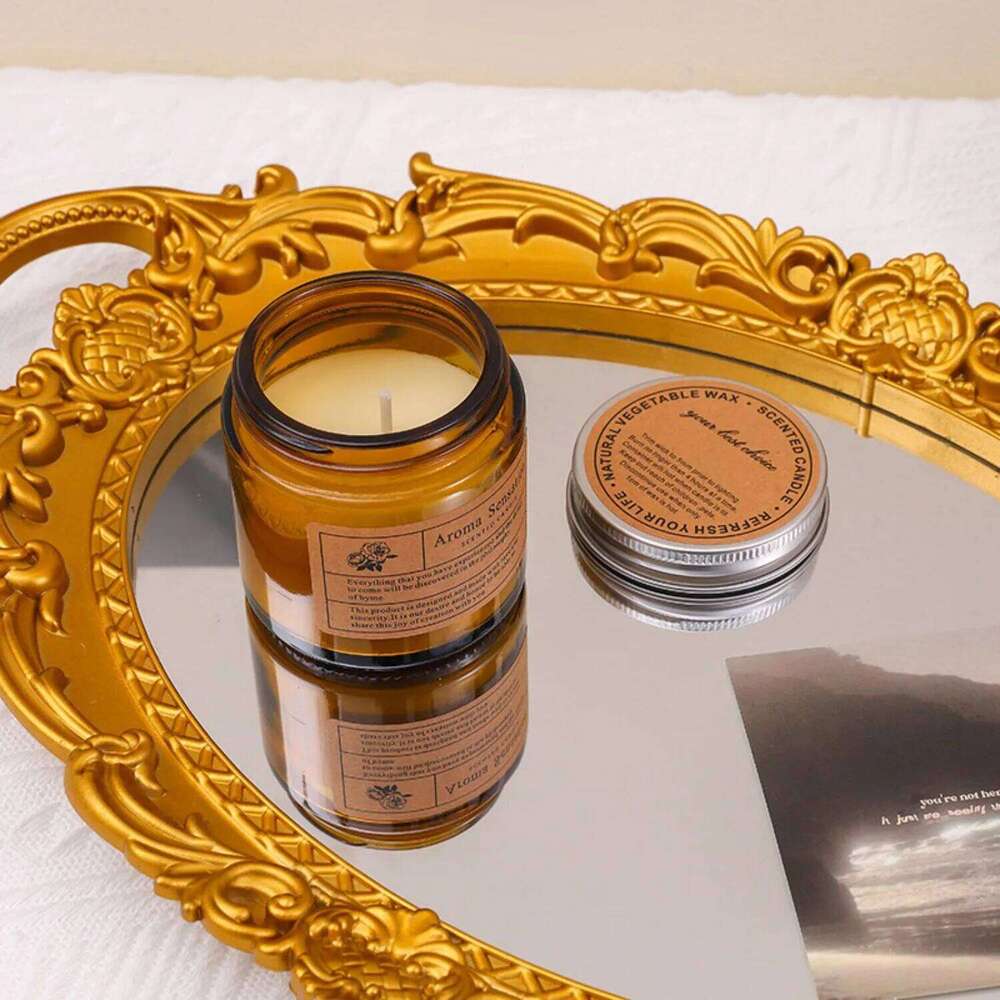 1pc, Small Cup Amber Glass Candle Romantic Smokeless Fragrance Home Party Garden Dining Table Decorative W260304 W260305