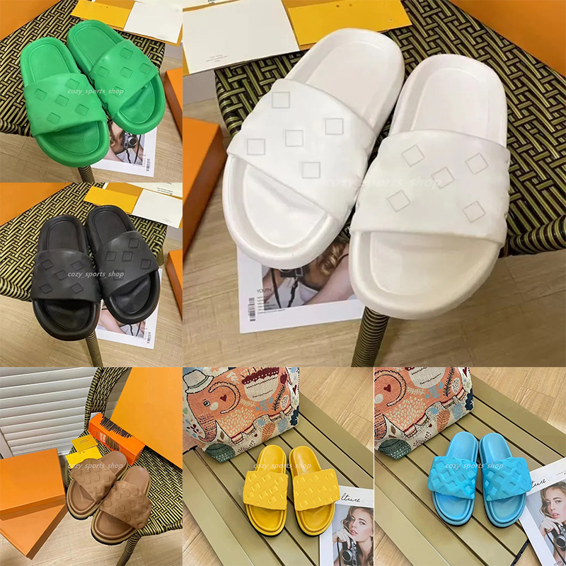 Free Shipping Designer Slippers Summer Sandals Womens Pink White Black Red Blue Green Brown Indoor Beach Outdoor Leather Sildes Scuffs platform shoes Top Quality