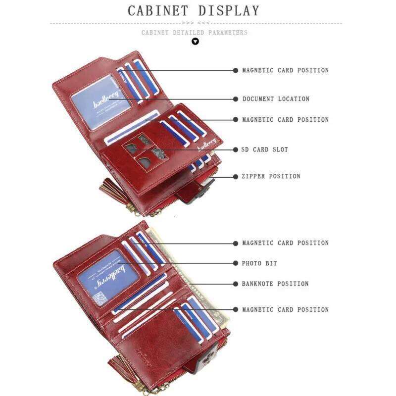 New Pu WOMEN'S wallet with oil wax leather tassels, fashionable three-fold short wallet, multi-slot zipper coin purse C260304