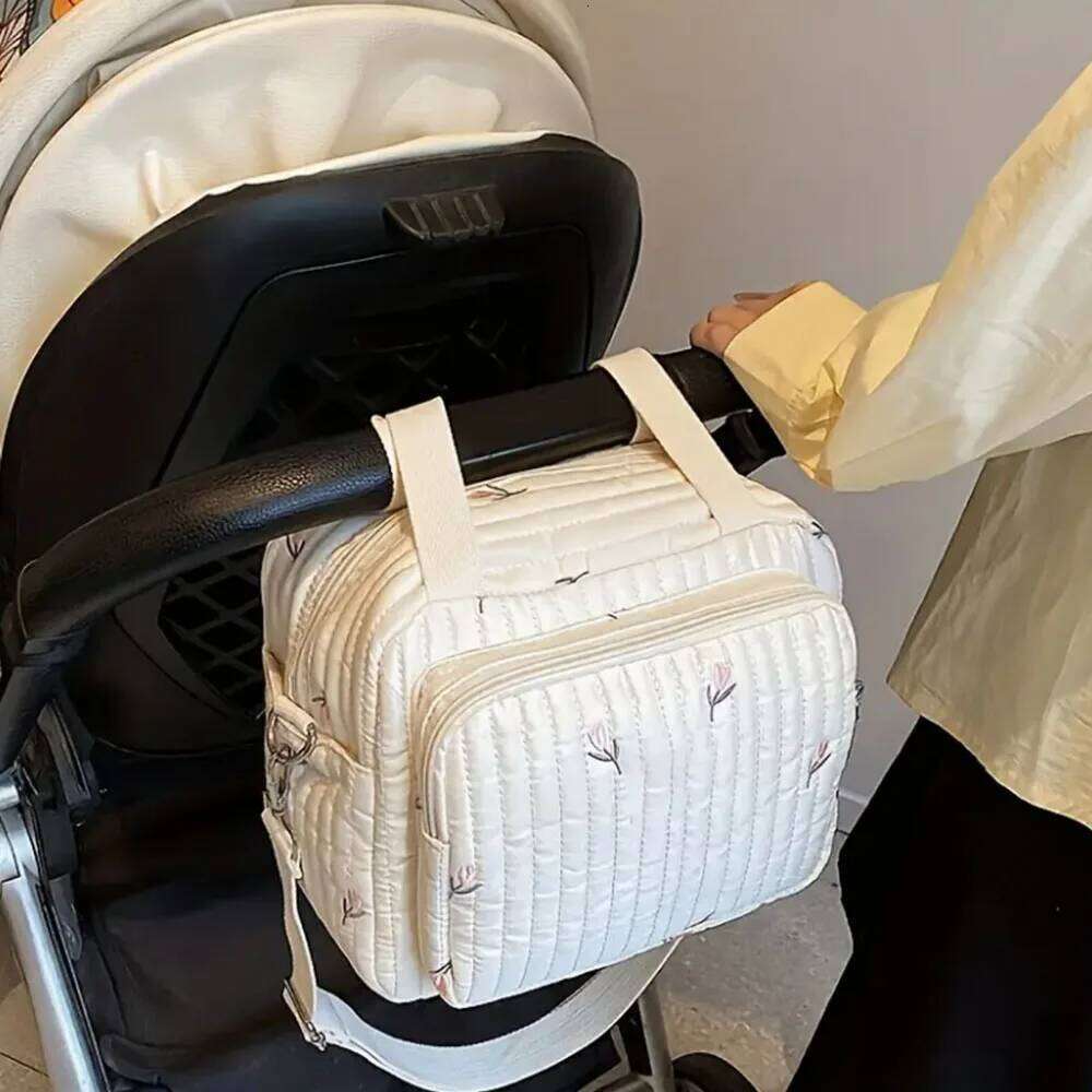 Teddy Bear Design Shoulder & Crossbody Wear, Durable Polyester Filling Large Capacity Mommy Diaper Bag with Embroidered Z260304