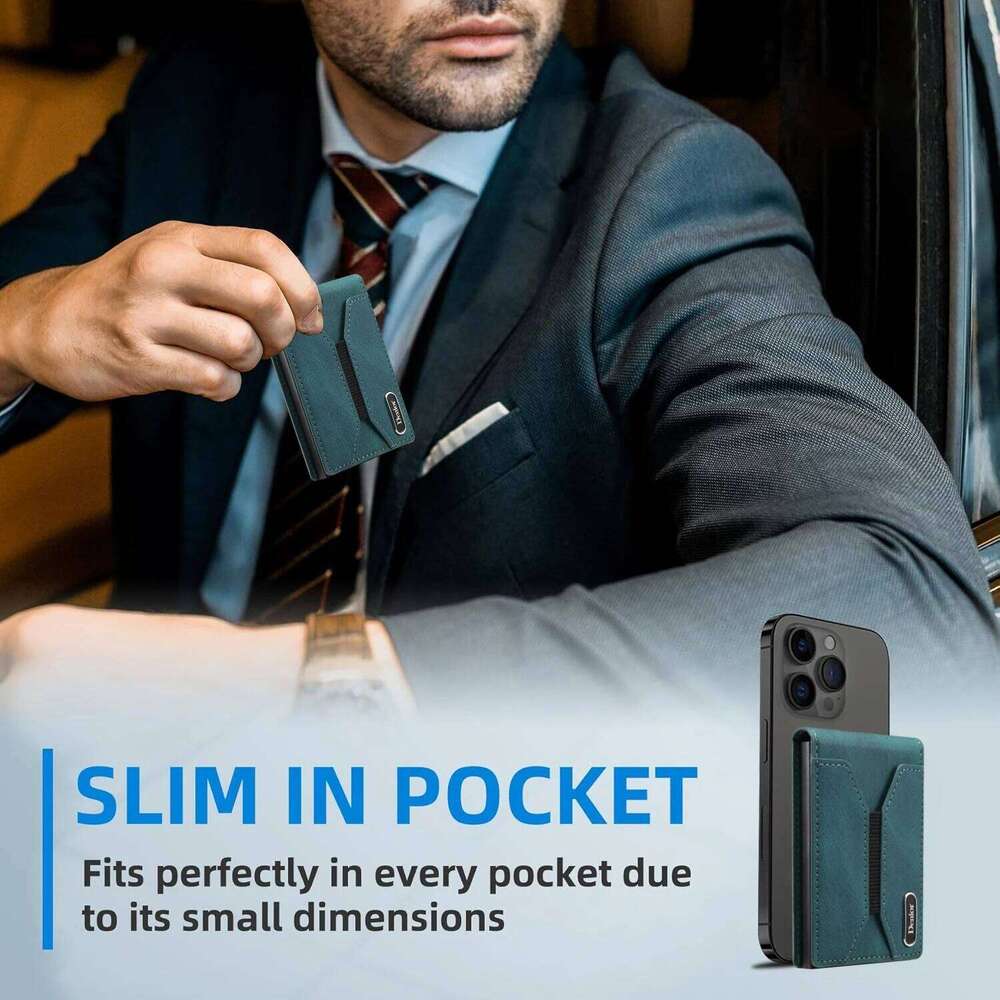 Denior Magsafe magnetic bag,press type automatic pop-up multifunctional card box, can hold 6-10 credit cards leather wallet C260304