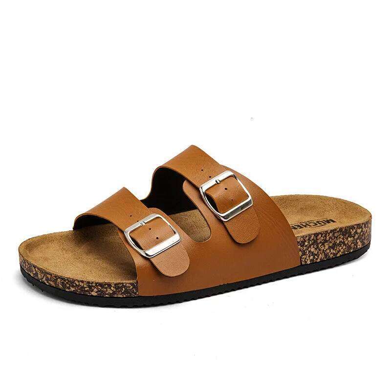 Kidmi Footbed for Women Summer Beach Double Buckle Slip-On Nonslip Men Cork Sandals