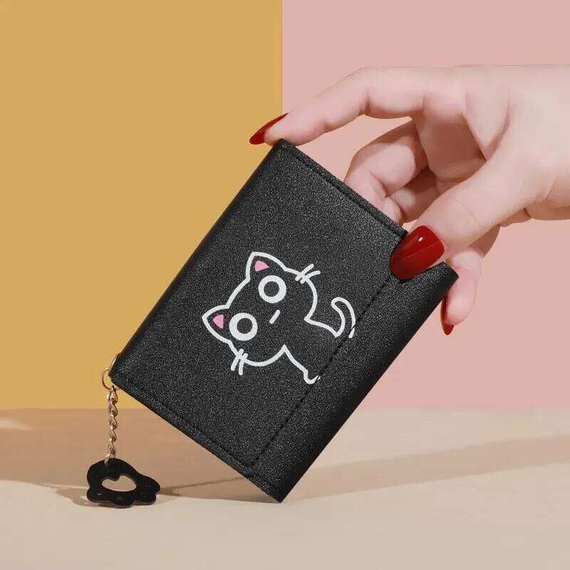 2023 New Small Female Cat Short Fold Personalized Student Cute Mini Fashion Zero Wallet C260304