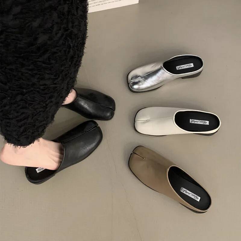 Bailamos Women Split Slippers Round Toe Shallow Lazy Boat Slingback Mules Shoes Tabi Ninja Slip On Flats Soft Loafers Mujer ddmymonkey