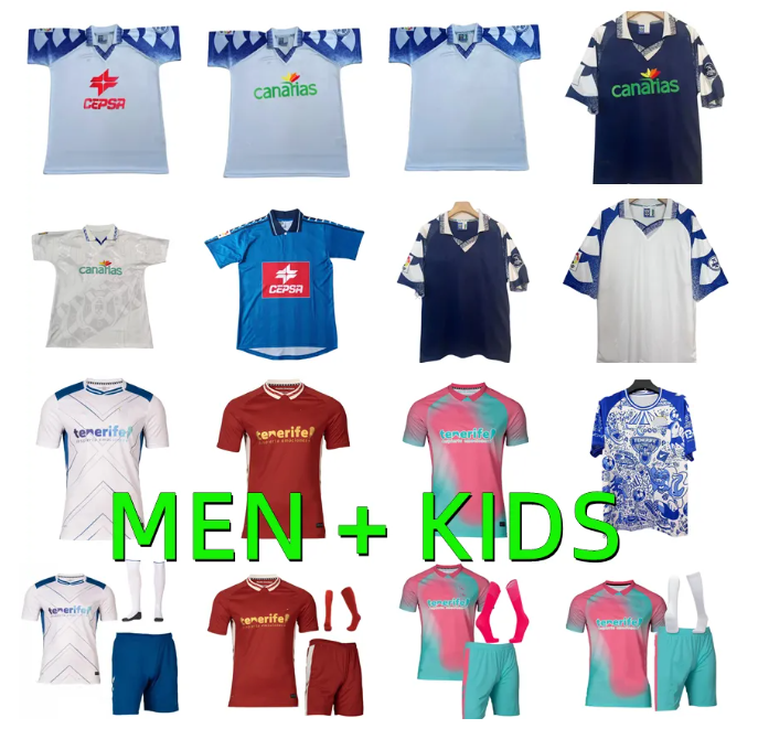 25 26 CD Tenerife Soccer Jerseys 2025 2026 1997 1998 1999 retro GALLEGO ZORRILLA MO DAUDA BUNUEL SIPCIC MARTINEZ LOPEZ 95 97 98 99 Centennial Football Shirt Men kids Kit