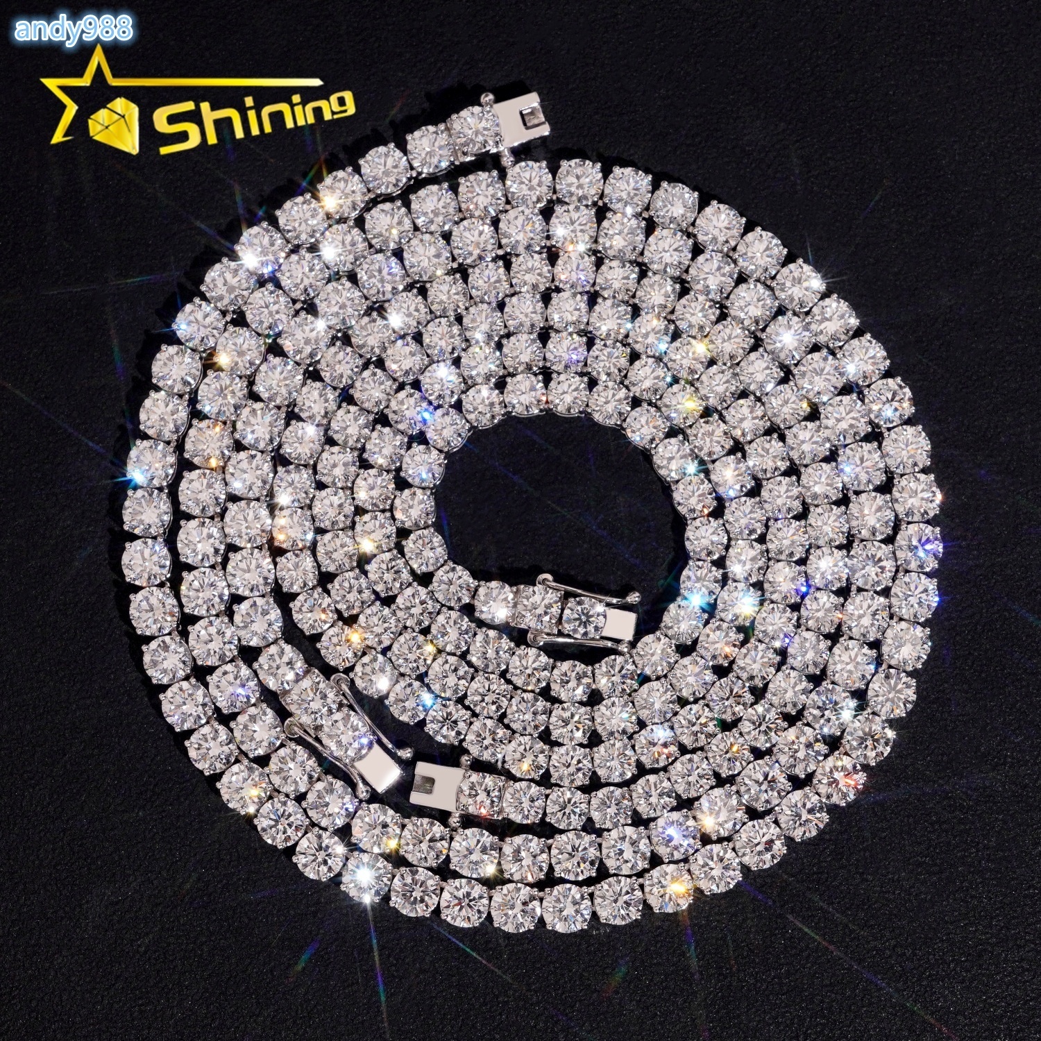 Hip Hop Jewelry Classic Prong Setting Top Quality 10k Rose Gold Lab Grown Diamond Tennis Chain