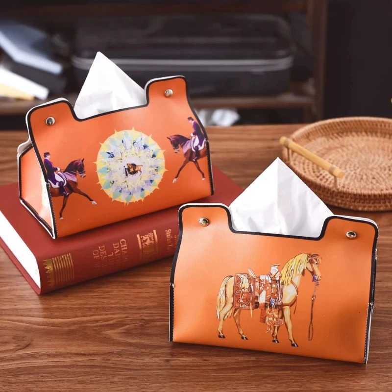 European Retro Leather Tissue Box Waterproof Multi-Scene Storage Holder for Bathroom Car Living RoomT260305
