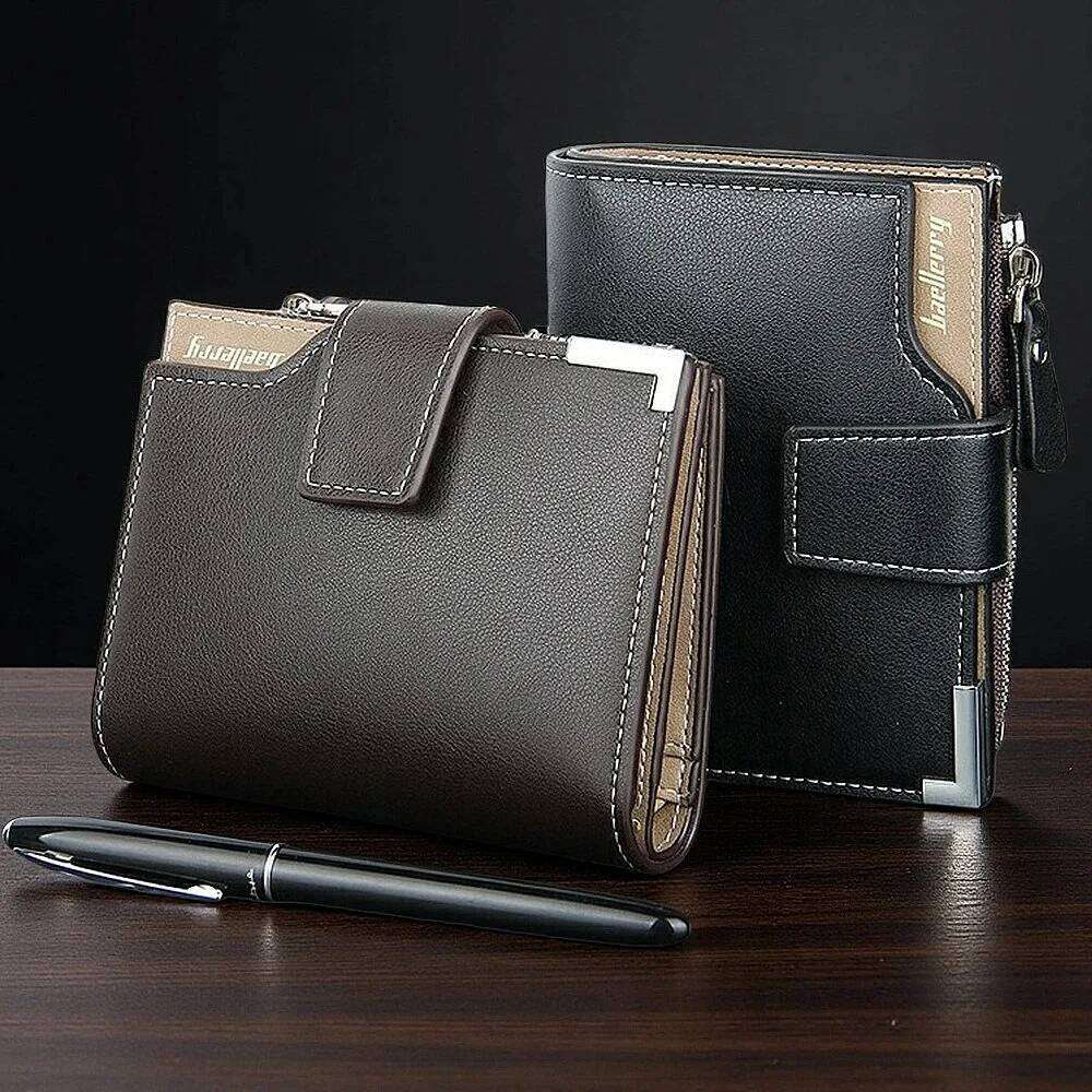 Professional Men's Short Wallet Zippered Bill Compartment 10+ Slots RFID Shielded Boardroom Essential C260304