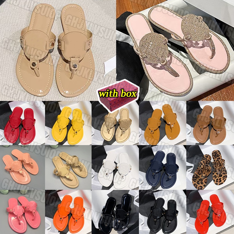 Designer Sandals Womens Slides Fashion Summer Beach Casual Sandal luxury Patent Leather Slippers Triple Black pink apricot Sandles