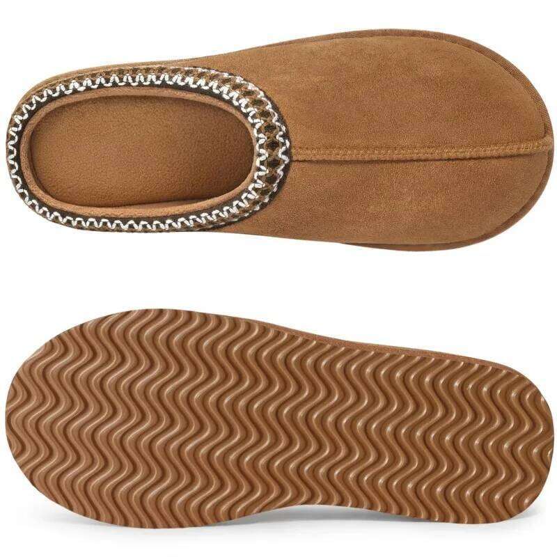 Kidmi Winter Women Fuzzy Ladies House Slippers Genuine Suede Indoor Outdoor Fluffy Slip On Warm Memory Foam Furry Shoes