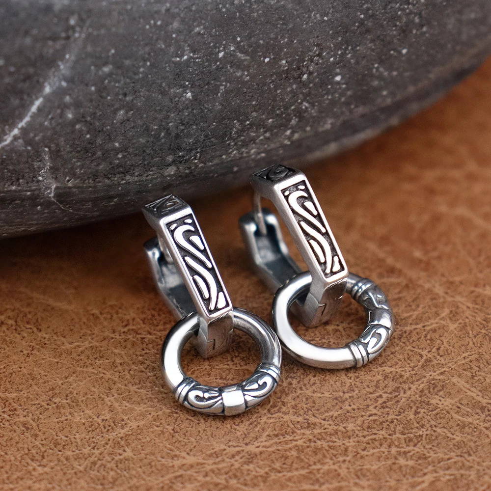 Stainless Steel Viking Drop Earrings Charm Nordic Geometric Norse Jewelry Gift for Men Women Adjustable Punk Unisex Ear Jewelry 260303