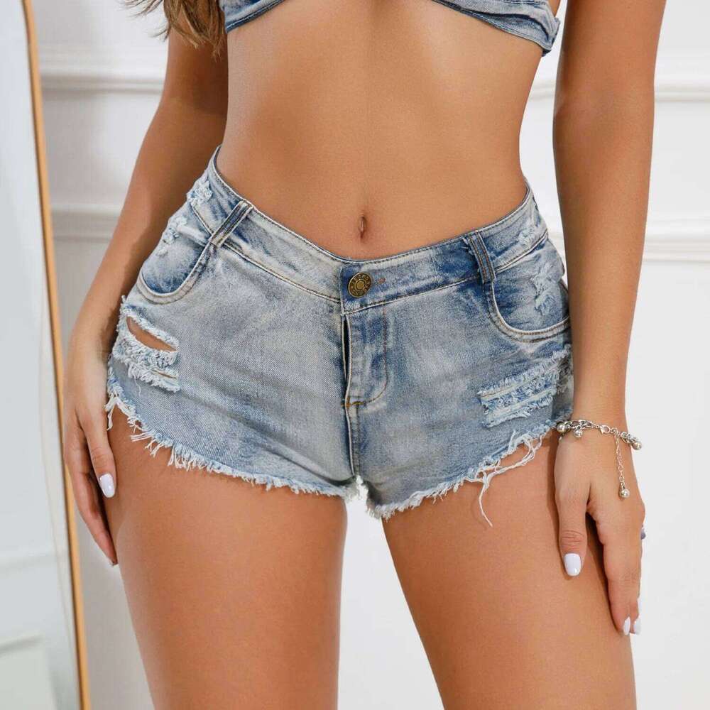 Women's Summer Sexy High Waist Denim Shorts 2025 Female Fashion Hollow Out Hole Hot Pants Short Jeans XJ260305