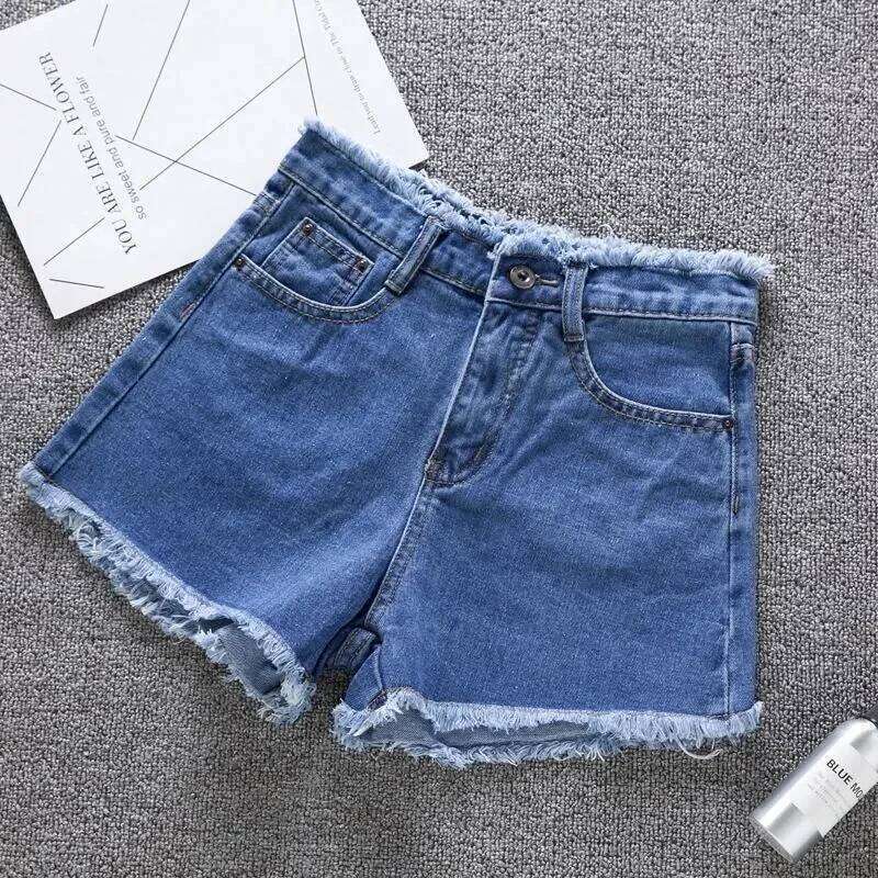 2025 Summer Woman High Haist Shorts Fashion Rough-edges Denim Short Schoolgirl Casual Pants Blue Black White Jeans XJ260305