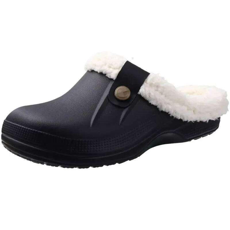 Kidmi Women Fuzzy Winter Fur Lined Adult Indoor Waterproof Comfortable Cotton Shoes Garden Clogs Men Warm Home Slippers