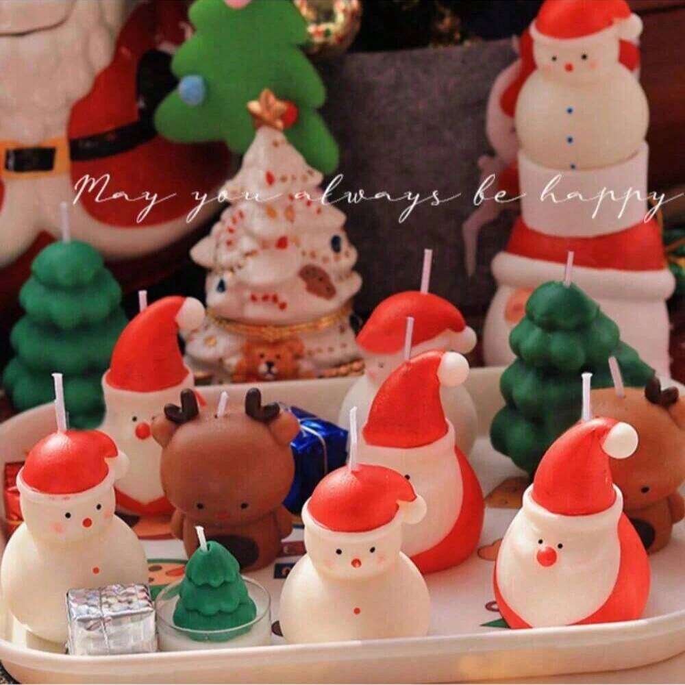 1/4 pcs Set Scented Ornament Gift Decoration Cute Snowman Snowflake Elk Tree Shaped Candle Christmas W260304 W260305