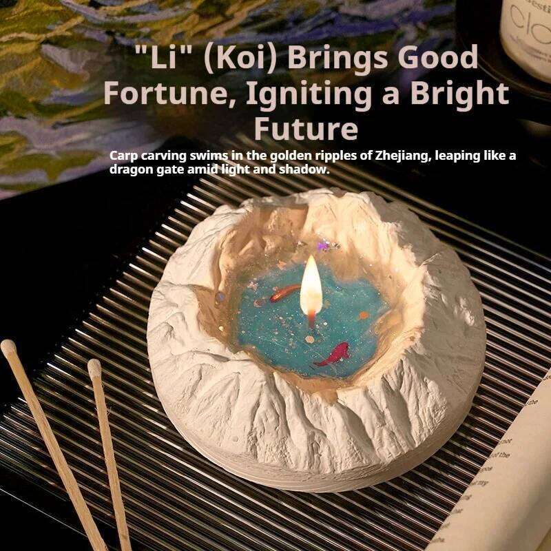 Creative Tianchi Aromatherapy Candle With Mountain And River Koi Design Premium Handheld Ornament In Gift Box Home Decor W260304 W260305
