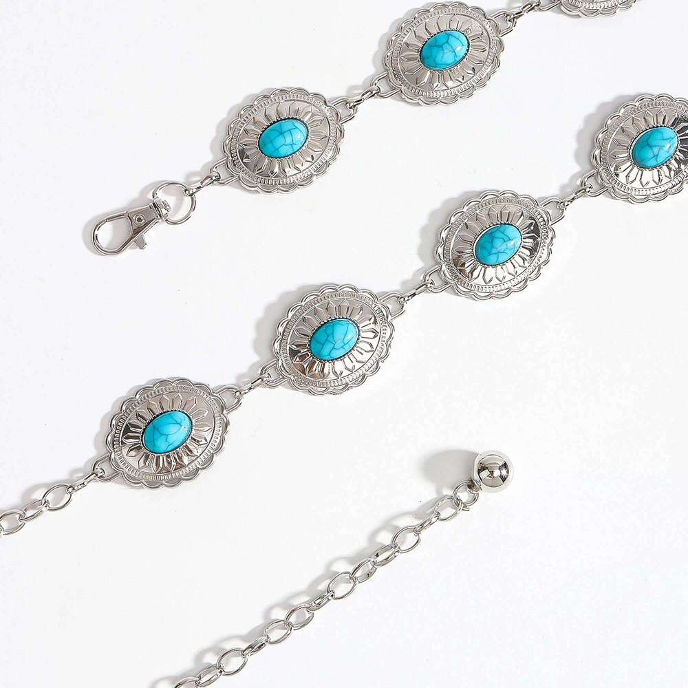 The new retro fashion metal women's Bohemian ethnic style waist chain with skirt trousers embellished S260304