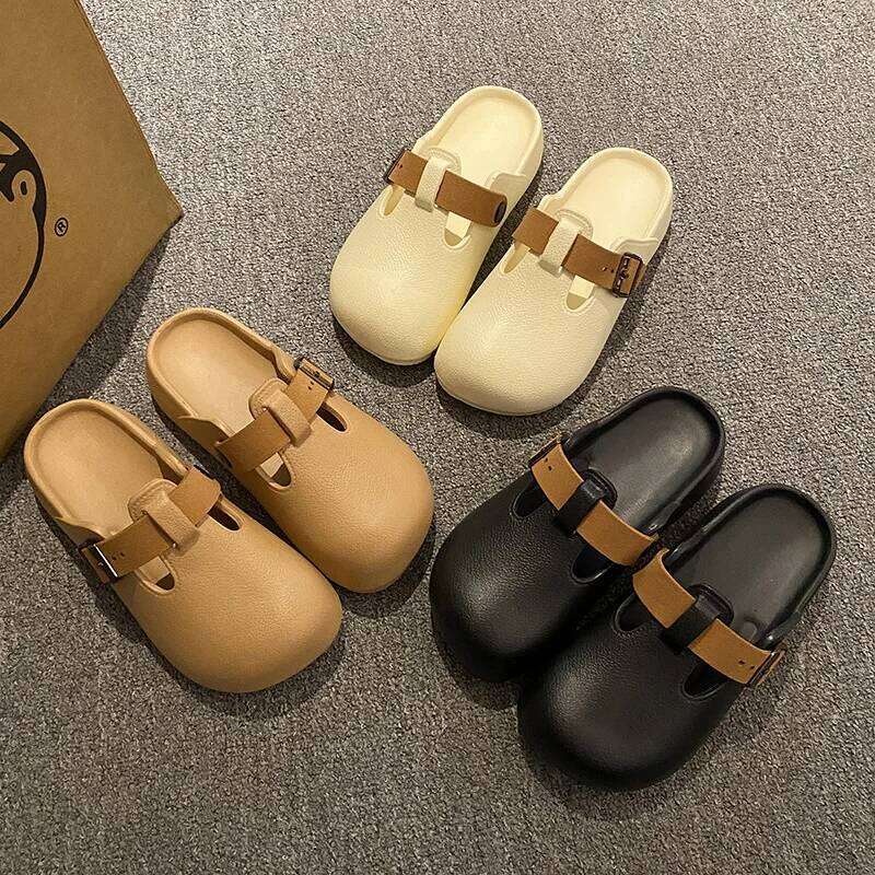 KIDMI New Women Clogs Slippers Soft EVA Garden Outdoor Waterproof Beach Sandals Light Cushioned Nonslip Shoes With Buckle