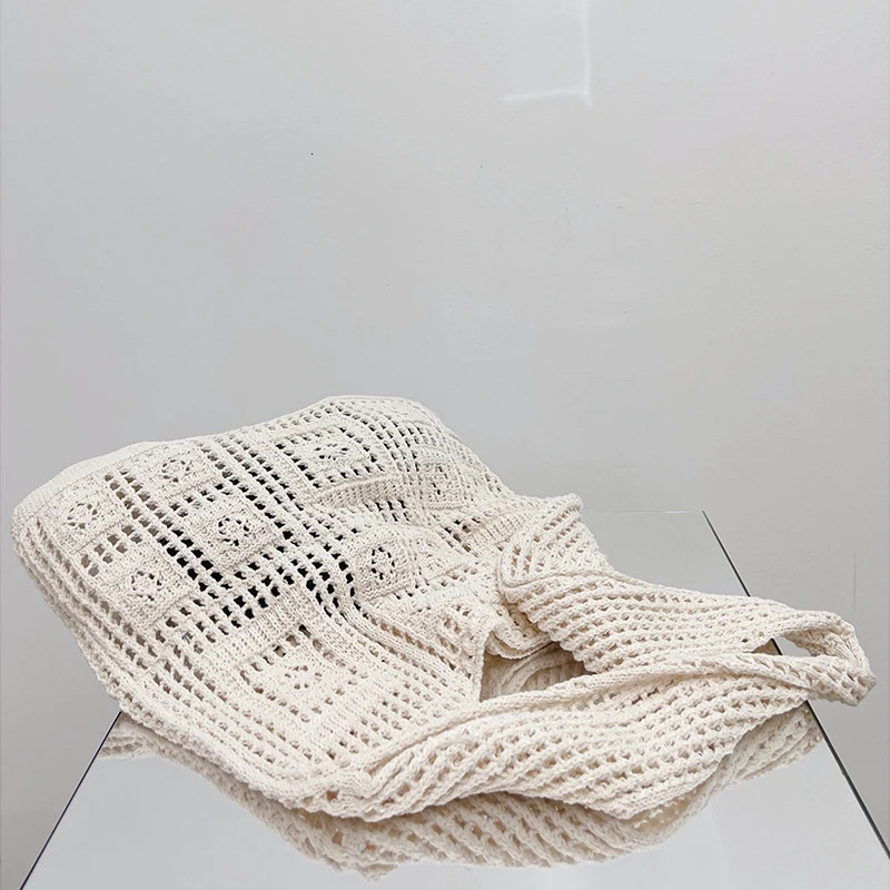 Simple Crochet Tote Bags Fashion Hollow Knitted Womens Bags Casual Female Shoulder Bags Ladies Shopping Top-Handle Bags Handbag 260303