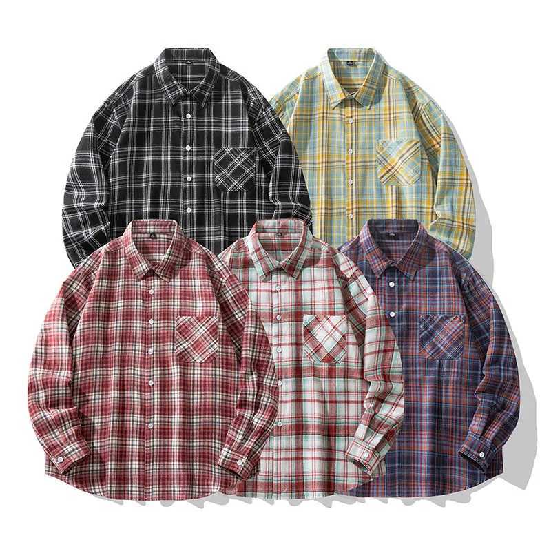 2025 New Mens Checkered Shirt Spring and Autumn Long Sleeve Slimming Shirt Korean Mens Best Selling Fashion Trend Top M260305
