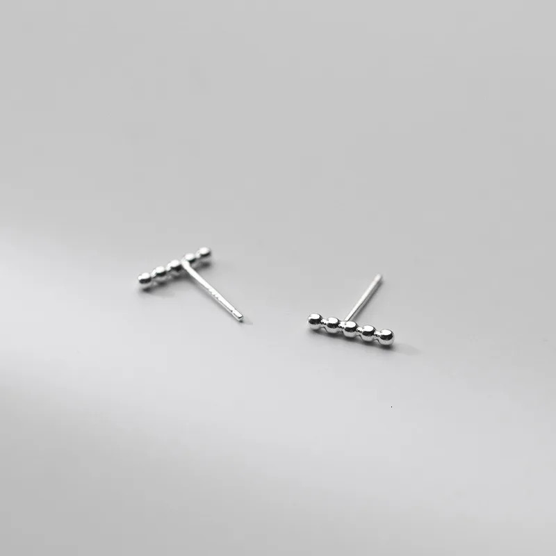 La Monada Womens Earrings Silver 925 Ear Piercing Glossy Simple Cute Small Beads Stick Silver Stud Earrings Girl Student 260303
