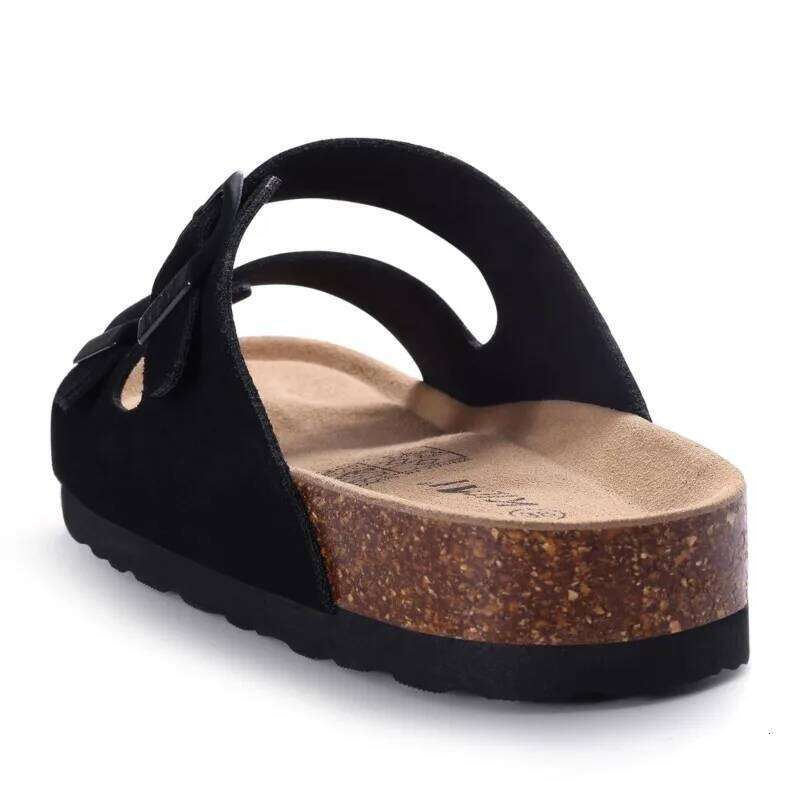 Kidmi Summer Men's Cork Footbed Slides New Sandals For Women With Adjustable Buckle Non-slip Unisex Slippers Casual Arch Support