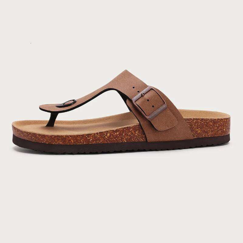 Kidmi Men Suede Clogs Cork Women Clog Slippers Classic Unisex Mules Summer Platform Antiskid House Sandals With Buckle