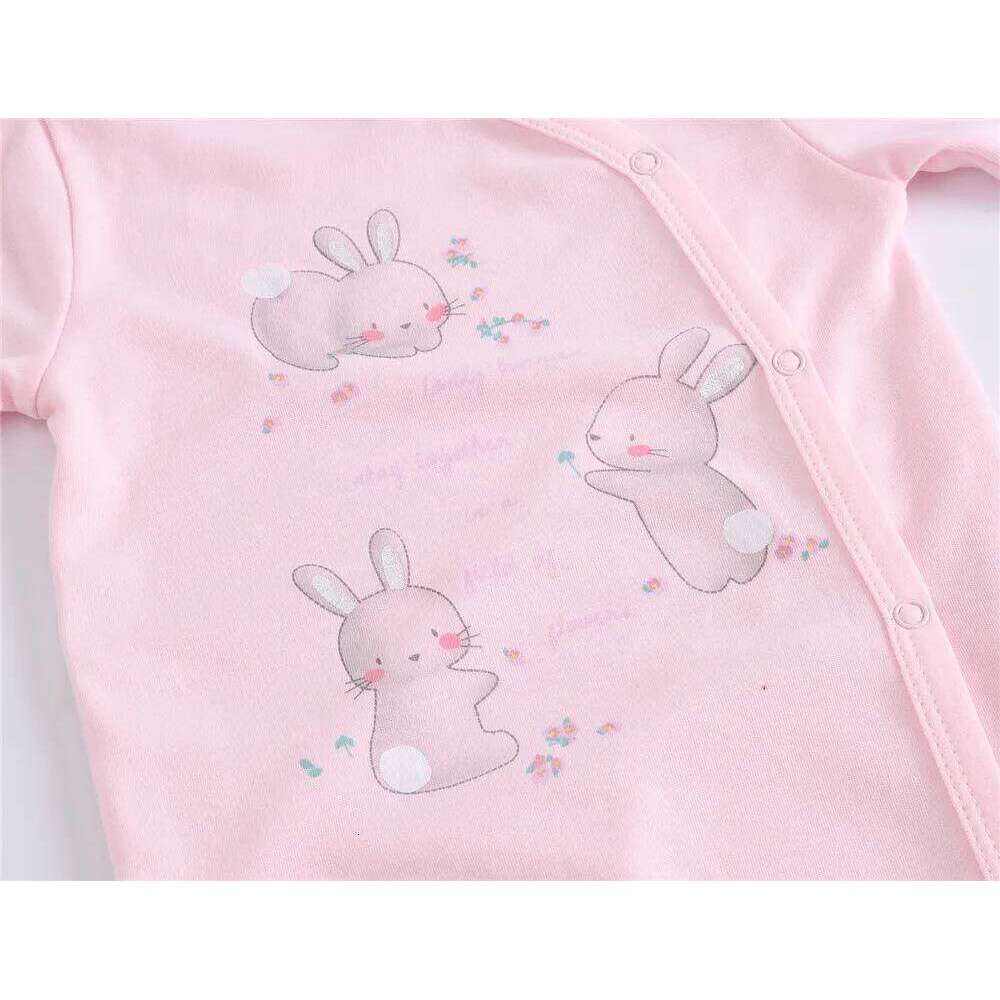 Kavkas Long Sleeve Baby Girls Rompers Cute Rabbit Design Cotton Autumn Clothes 0-12 Months Infant Jumpsuit Z260304