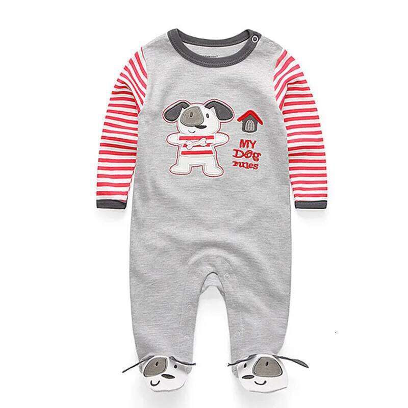 Kiddiezoom Fashion Red Puppy Print Unisex long Sleeve Causal Baby Boy Girl Rompers Soft 100%Cotton Newborn Jumpsuits Clothing Z260304