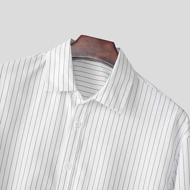 New British Retro Men Striped Shirts Trendy Loose Lapel Long Sleeve Cardigan Tops Autumn Leisure Basic Blouse S-2XL d23 M260305