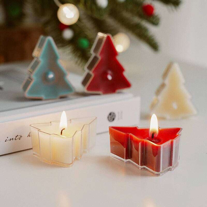 2 pcs Christmas Tealight New Year Candles Holiday Festive Home Decoration Soy Wax Gift Set for Guests Scented Candle W260304 W260305
