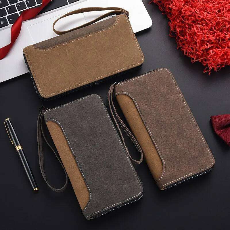 Men's Long-Length Business Wallet Multi-Functional Large-Capacity Durable Zipper Coin Purse Mobile Phone Bag C260304