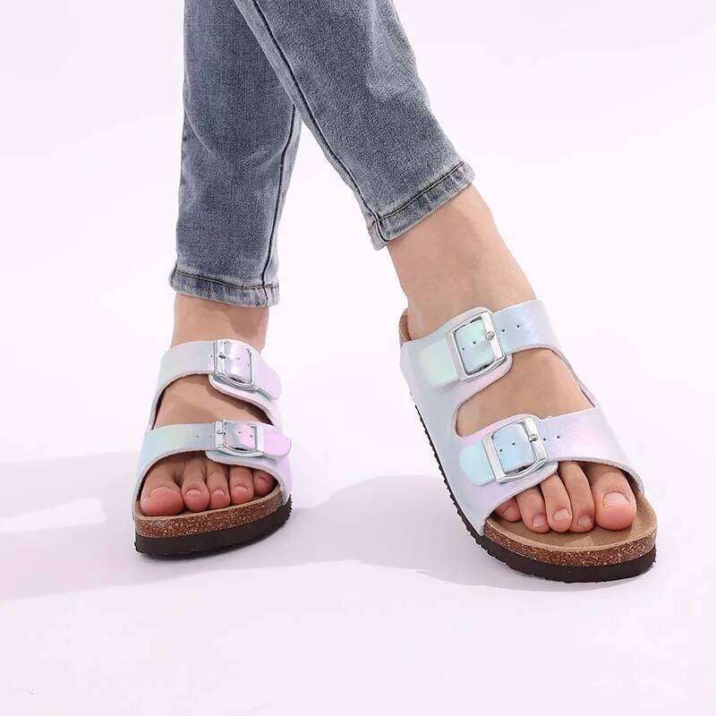 Kidmi For Women's Popular Comfortable Summer Beach Slippers Indoor And Outdoor Sandals With Fashion Double Metal Buckle