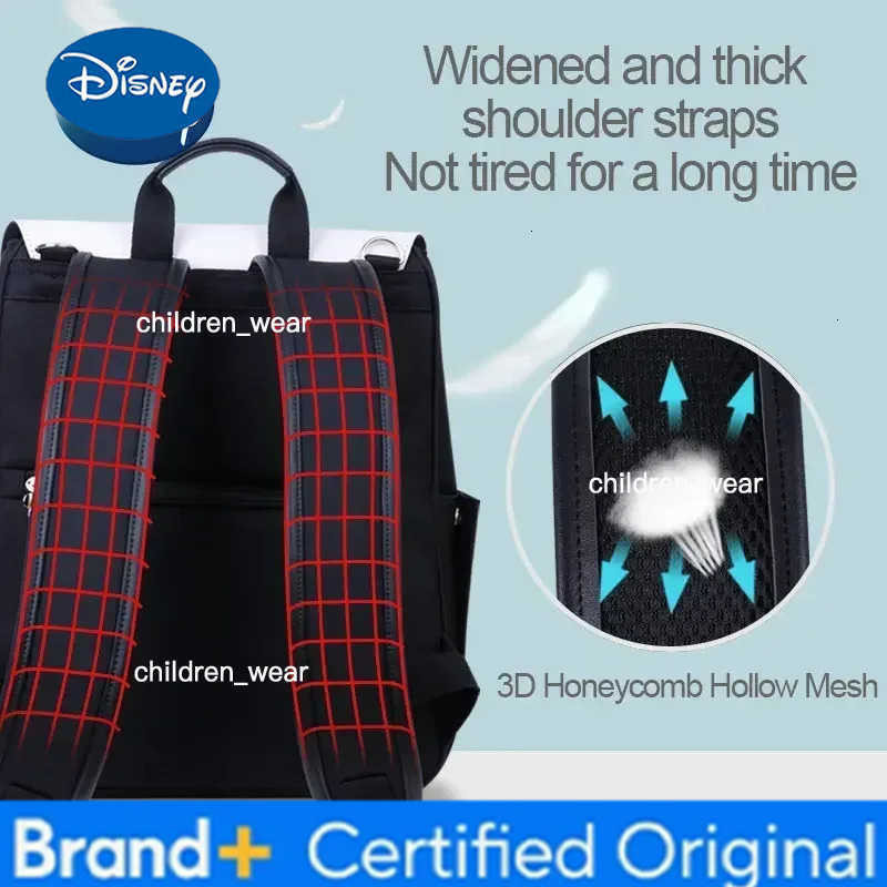 Disney Original New Diaper Bag Backpack Cartoon Cute Baby Bag Luxury Brand Fashion Baby Diaper Bag Large Capacity High Quality H260305