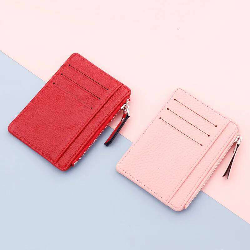 1 Pc ID Holders Slim Women Holder PU Leather Unisex Zipper Business Card Case Men Credit Mini Cards Wallet C260304